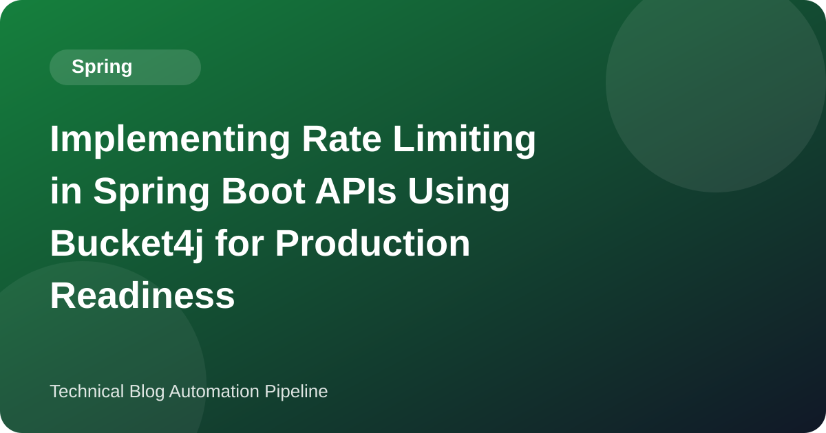 Implementing Rate Limiting in Spring Boot APIs Using Bucket4j for Production Readiness